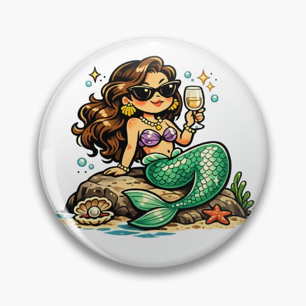 Item preview, A mermaid in sunglasses drinks white wine designed and sold by Adamova.