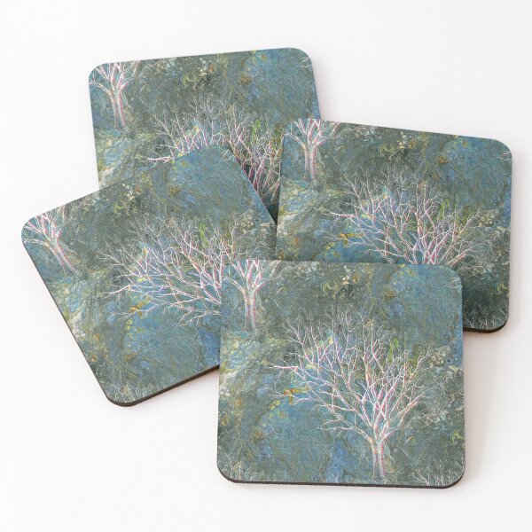 Item preview, Blue Fluid Painting with Bare Trees designed and sold by 13Moons.