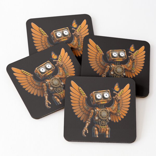 Item preview, Steampunk Angel Robot | Copper Wings & Butterfly | Mechanical Fantasy Art | Sci-Fi Gift | Retro Futurism designed and sold by A-T-H.