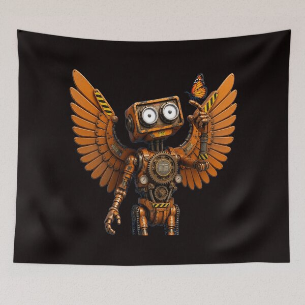Item preview, Steampunk Angel Robot | Copper Wings & Butterfly | Mechanical Fantasy Art | Sci-Fi Gift | Retro Futurism designed and sold by A-T-H.