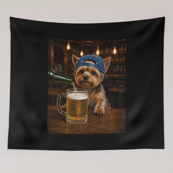 Item preview, Yorkie Drinking Beer designed and sold by zoes-ink.