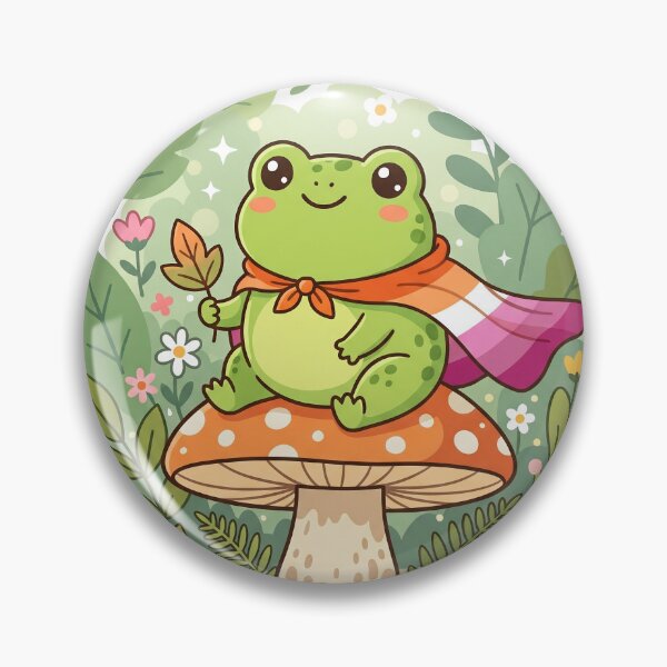Item preview, Cute Cozy Frog Pride - Aesthetic Lesbian Flag Mushroom Art designed and sold by Wittylayer.