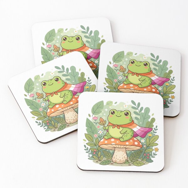 Item preview, Cute Cozy Frog Pride - Aesthetic Lesbian Flag Mushroom Art designed and sold by Wittylayer.