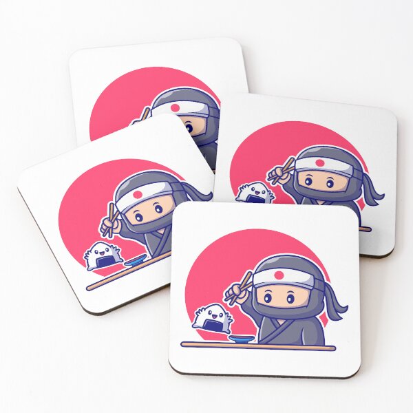 Item preview, Cute Ninja Eating Onigiri Sushi Illustration designed and sold by odaignea.