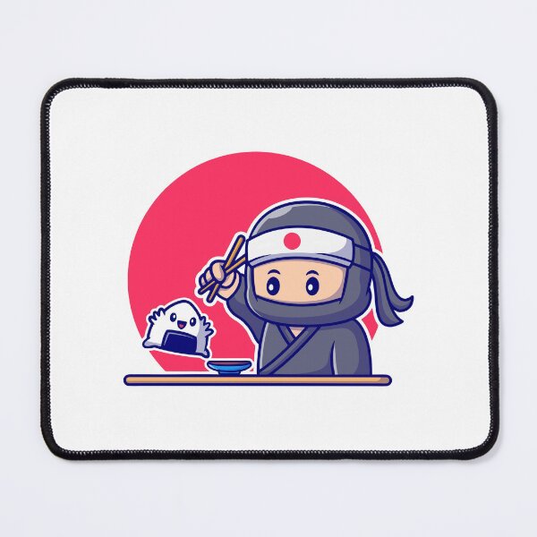 Item preview, Cute Ninja Eating Onigiri Sushi Illustration designed and sold by odaignea.
