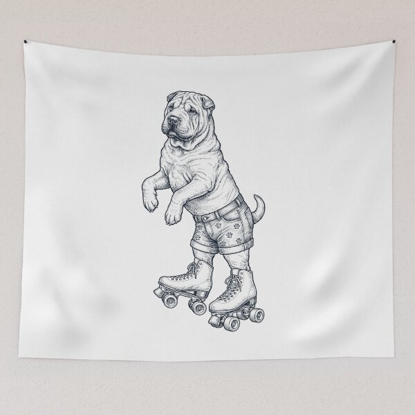 Item preview, Vintage Chinese Shar Pei Roller Skate Dog Mom Dad Lover designed and sold by TerryConnells.