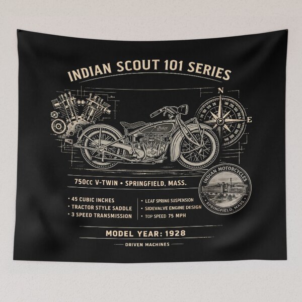 Item preview, Indian Scout 101 Series 1928 V-Twin Sidevalve Engine Design designed and sold by EdGraphy.