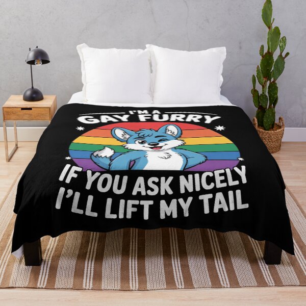 Item preview, I'm A Gay Furry If You Ask Nicely I'll Lift My Tail Furry Fandom Gay Pride designed and sold by Say It With Ink.