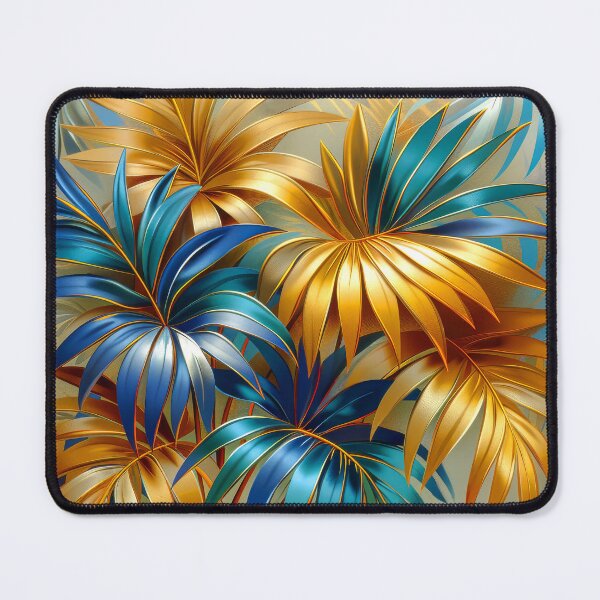 Item preview,  Vibrant Blue and Gold Palm Leaves designed and sold by MargaretWiktor.