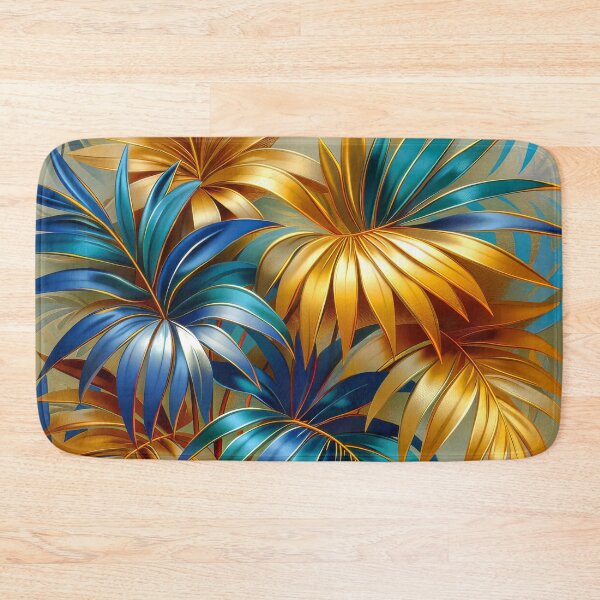 Item preview,  Vibrant Blue and Gold Palm Leaves designed and sold by MargaretWiktor.