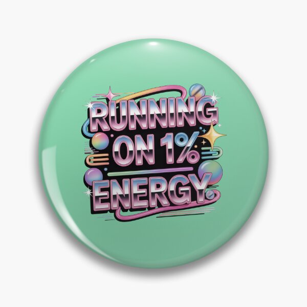 Item preview, Running On 1% Energy Retro Y2K Typography Design. Funny Low Battery Mood Quote Aesthetic designed and sold by Aarvya Fashion Club ( A.F.C ).