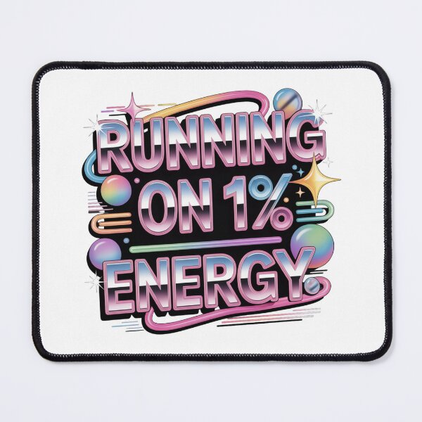Item preview, Running On 1% Energy Retro Y2K Typography Design. Funny Low Battery Mood Quote Aesthetic designed and sold by Aarvya Fashion Club ( A.F.C ).