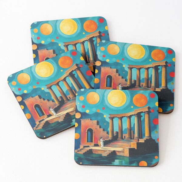 Item preview, Classical Greek Architecture on a Colorful Blue Background designed and sold by RAISC.