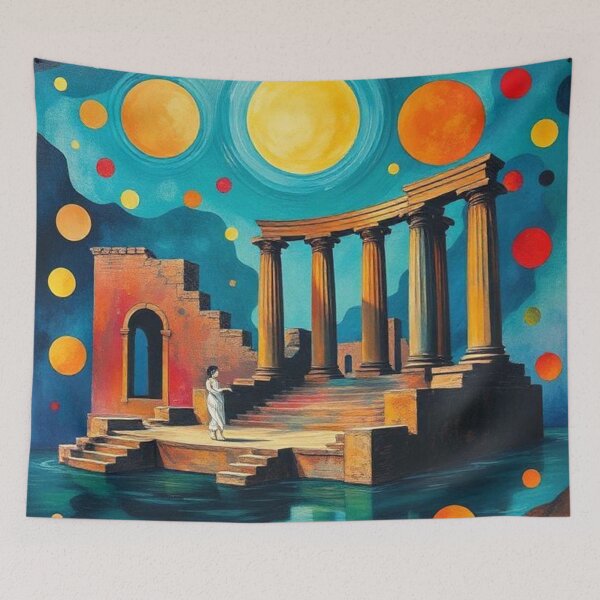 Item preview, Classical Greek Architecture on a Colorful Blue Background designed and sold by RAISC.