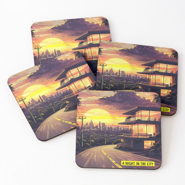 Item preview, A NIGHT IN THE CITY - Modern Vice Villa Sketch designed and sold by Modern Nest Art.