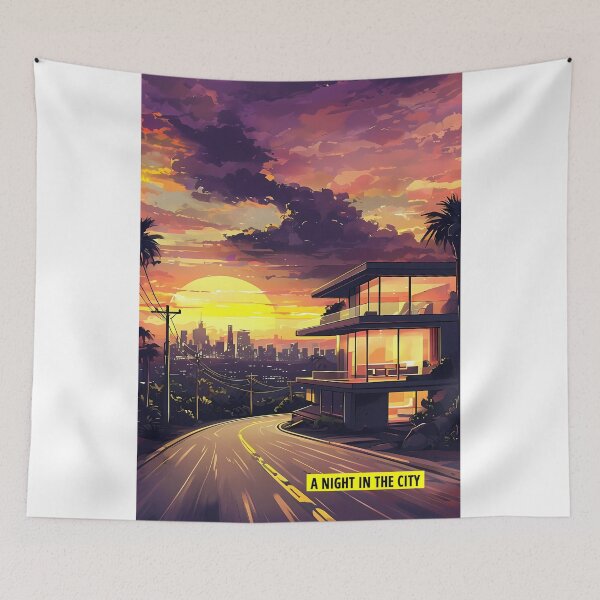 Item preview, A NIGHT IN THE CITY - Modern Vice Villa Sketch designed and sold by Modern Nest Art.
