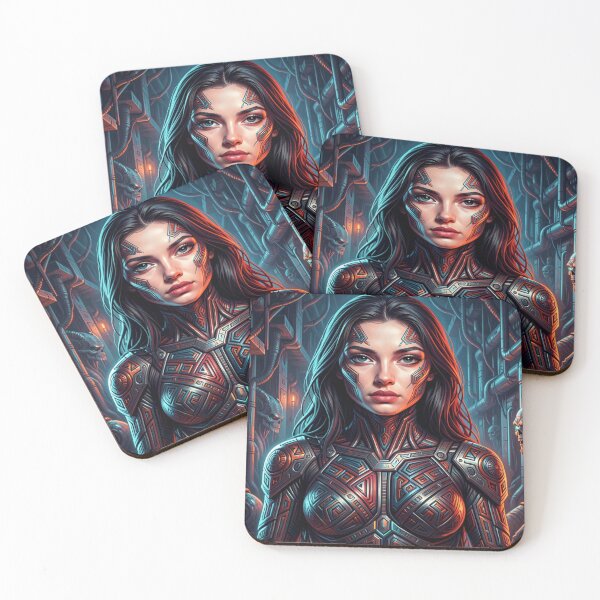 Item preview, Hypermodern 5D portrait of a futuristic woman in cyber art style with intense tech aesthetics designed and sold by FotoworldEdel.