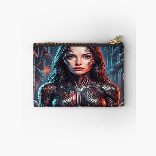 Item preview, Hypermodern 5D portrait of a futuristic woman in cyber art style with intense tech aesthetics designed and sold by FotoworldEdel.