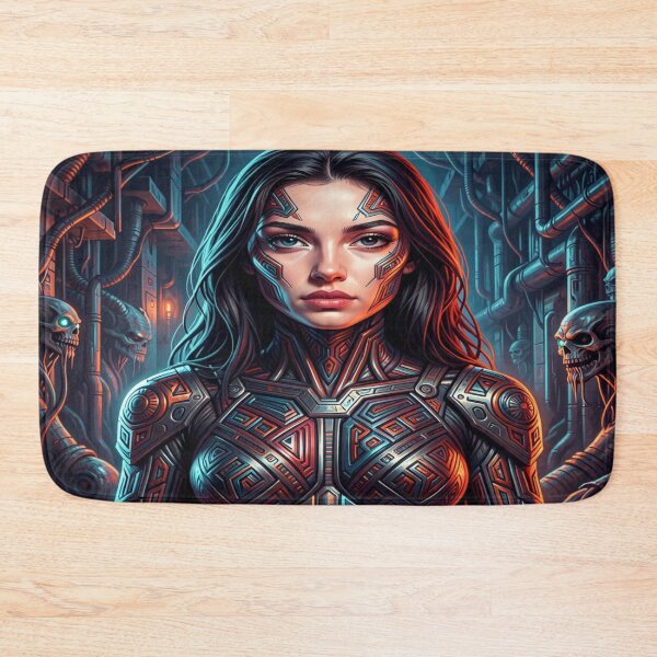 Item preview, Hypermodern 5D portrait of a futuristic woman in cyber art style with intense tech aesthetics designed and sold by FotoworldEdel.