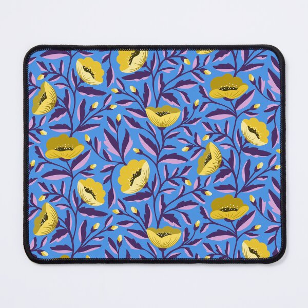 Item preview, Pretty yellow poppy flowers on blue designed and sold by Jennifer Ladd.