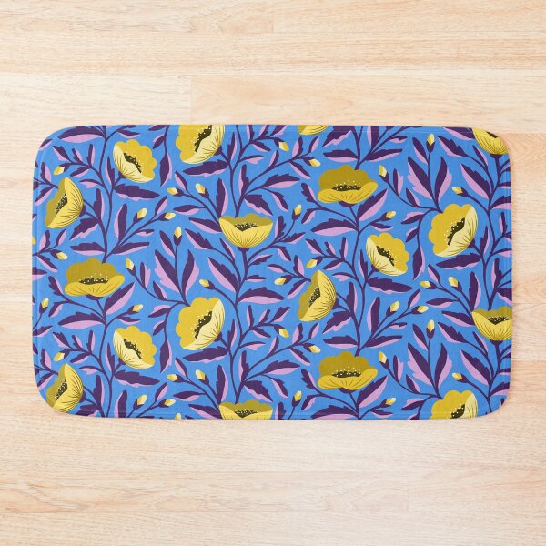 Item preview, Pretty yellow poppy flowers on blue designed and sold by Jennifer Ladd.