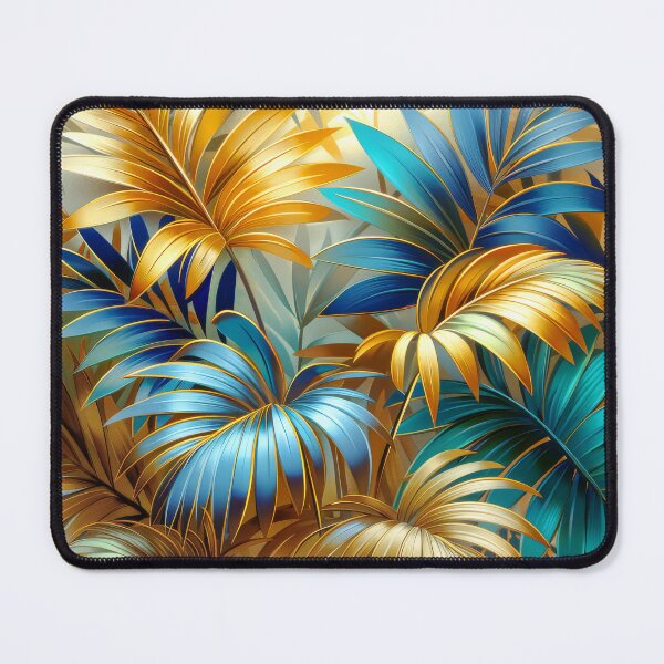 Item preview, Tropical leaves in Gold and Blue designed and sold by MargaretWiktor.