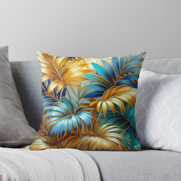 Item preview, Tropical leaves in Gold and Blue designed and sold by MargaretWiktor.