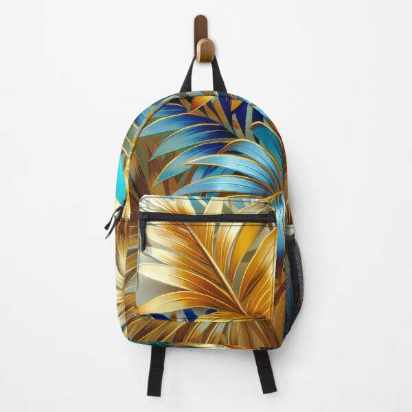 Item preview, Tropical leaves in Gold and Blue designed and sold by MargaretWiktor.