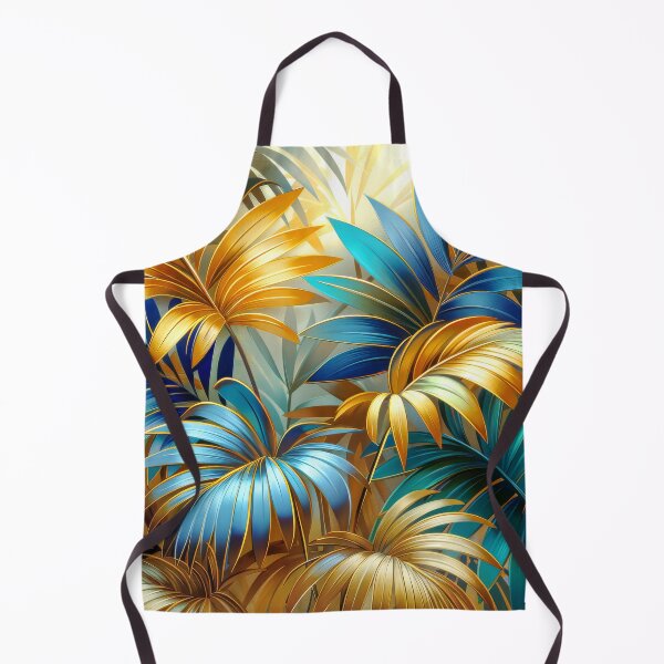 Item preview, Tropical leaves in Gold and Blue designed and sold by MargaretWiktor.