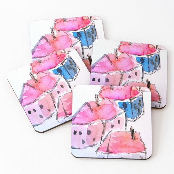 Item preview, Naive Watercolor Village designed and sold by frankuffmann.