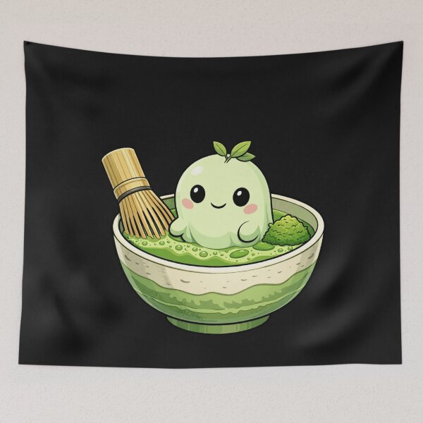 Item preview, Kawaii Matcha Mochi Tea Whisk Cute Character designed and sold by Tsugraf Designs.