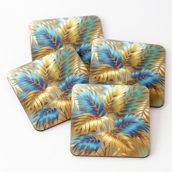 Item preview, Palm Leaves in Gold and Blue designed and sold by MargaretWiktor.