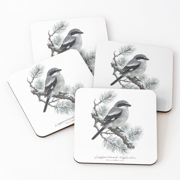 Item preview, Loggerhead Shrike on Snowy Pine Tree designed and sold by Takeda-art.