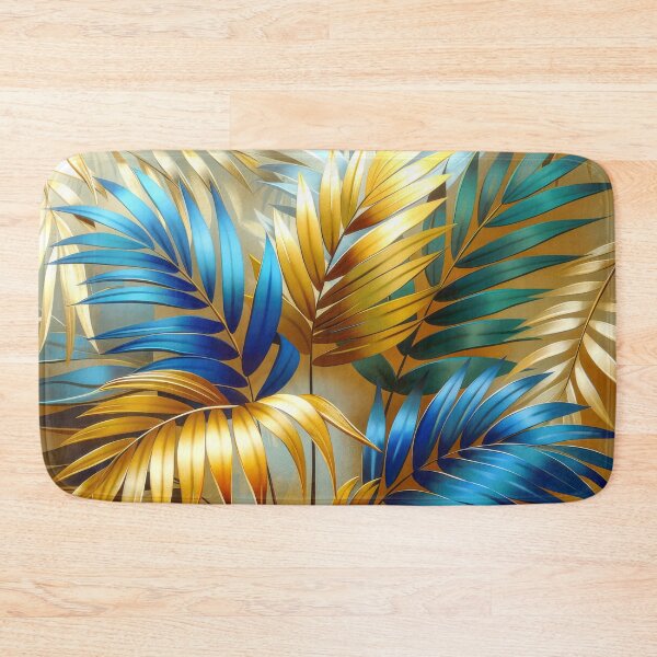 Item preview, Palm Leaves in Gold and Blue designed and sold by MargaretWiktor.