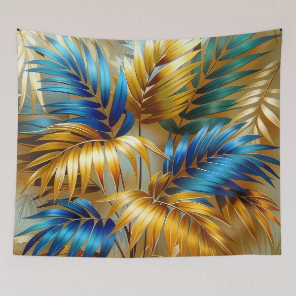 Item preview, Palm Leaves in Gold and Blue designed and sold by MargaretWiktor.