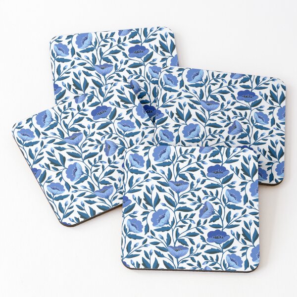Item preview, Pretty blue poppy flowers on white designed and sold by Jennifer Ladd.