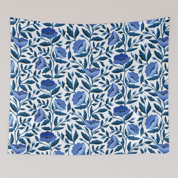 Item preview, Pretty blue poppy flowers on white designed and sold by Jennifer Ladd.