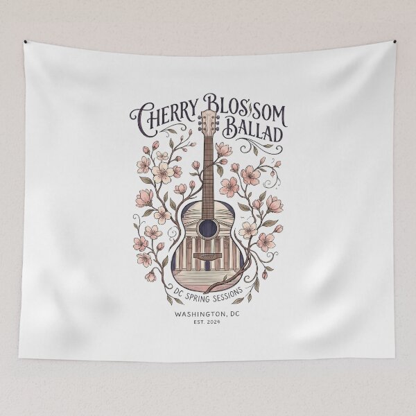 Item preview, Cherry Blossom Ballad Washington DC Spring Sessions Guitar Design designed and sold by Fenay Designs.