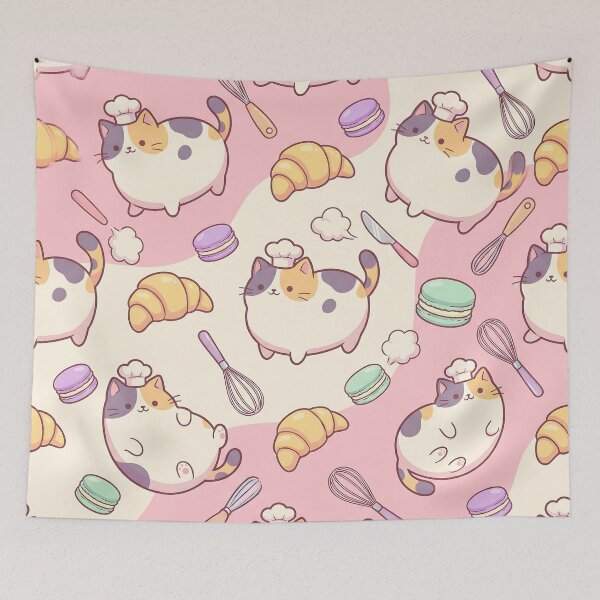 Item preview, Cute Calico Cat Pastry Chef Pattern designed and sold by LyoniHERA.