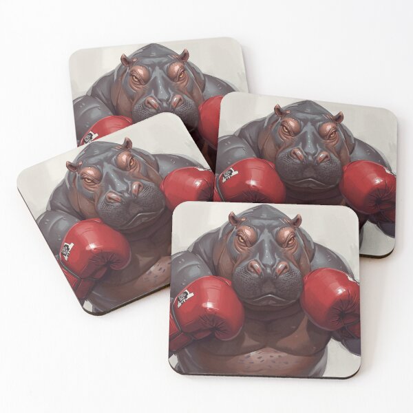 Item preview, Heavyweight Hippo – Fierce Boxing Canvas Art designed and sold by Art-Design-EM.