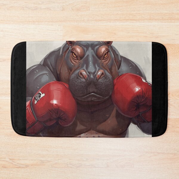 Item preview, Heavyweight Hippo – Fierce Boxing Canvas Art designed and sold by Art-Design-EM.