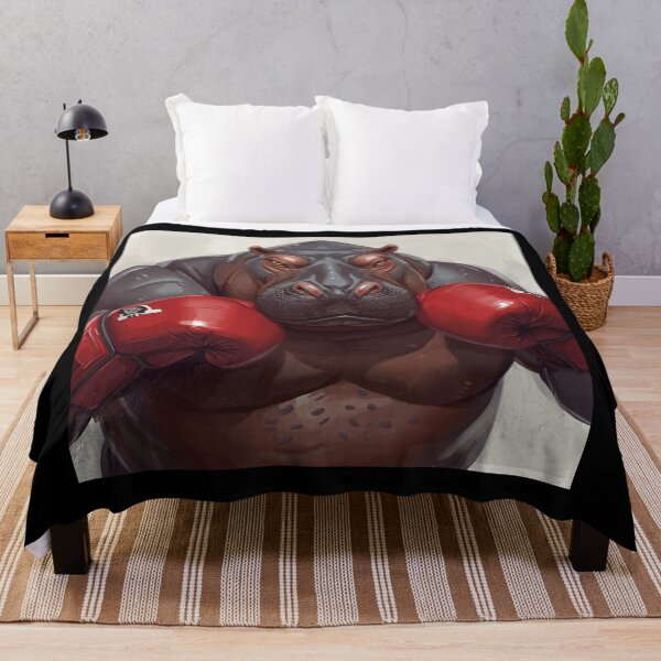 Item preview, Heavyweight Hippo – Fierce Boxing Canvas Art designed and sold by Art-Design-EM.