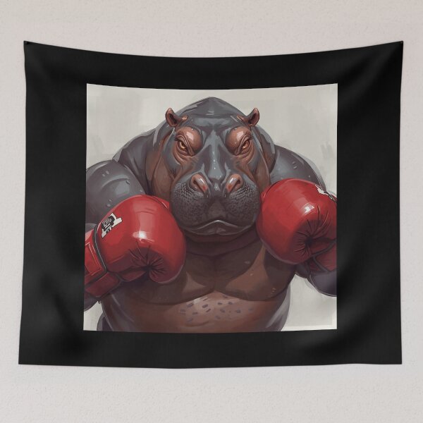 Item preview, Heavyweight Hippo – Fierce Boxing Canvas Art designed and sold by Art-Design-EM.