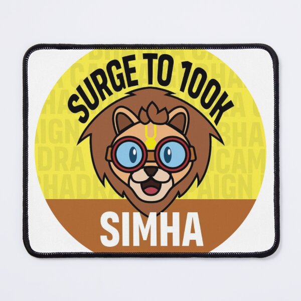 Item preview, Surge to 100K - Simha badge designed and sold by Bhaktivedanta Book Trust.