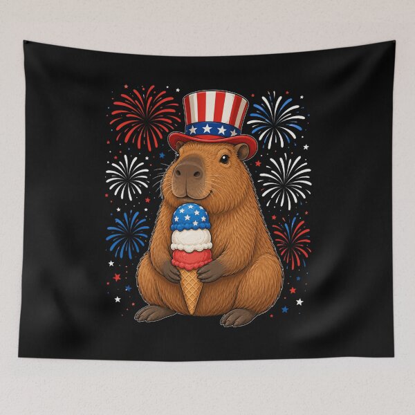 Item preview, Patriotic Capybara Uncle Sam Hat Ice Cream 4th Of July designed and sold by FormalDehyena.