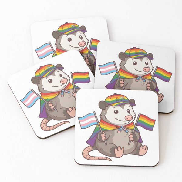 Item preview, Cute Pride Opossum - Aesthetic Rainbow Hat & Transgender Flag Art designed and sold by Wittylayer.