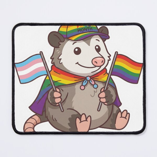 Item preview, Cute Pride Opossum - Aesthetic Rainbow Hat & Transgender Flag Art designed and sold by Wittylayer.