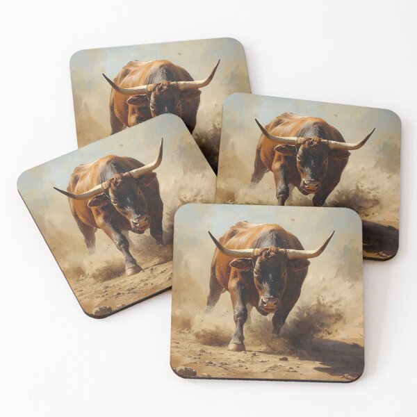 Item preview, Charging Bull – Rustic Canvas Painting Power Art designed and sold by Art-Design-EM.