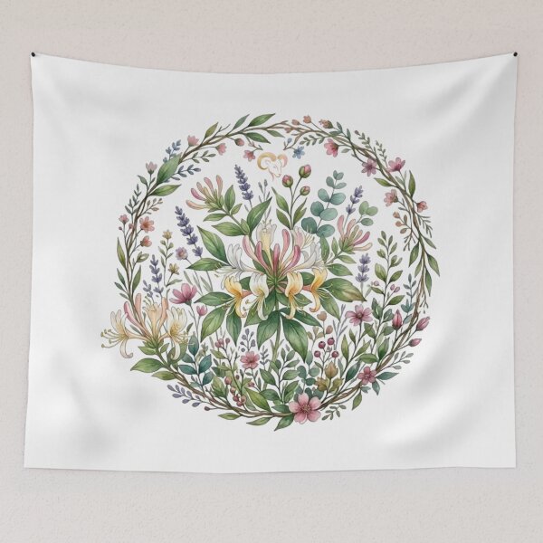 Item preview, Aries Celestial Botanical - Honeysuckle Floral Wreath designed and sold by MoonSoul Studio.