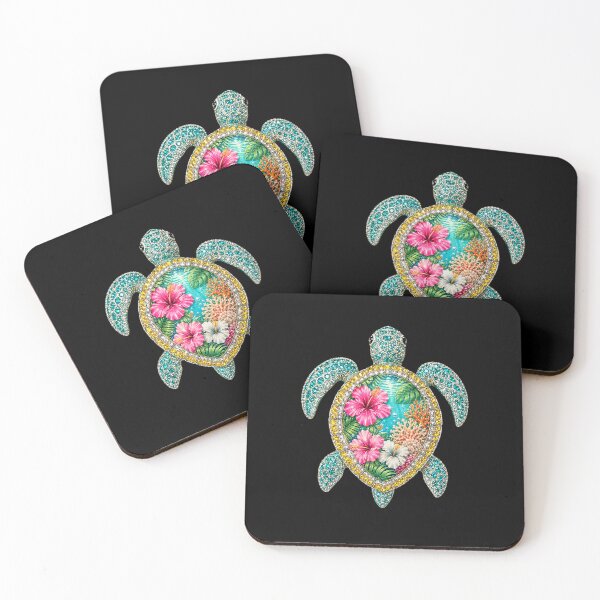 Item preview, Sea Turtle Tropical Ocean Life Hibiscus Coral designed and sold by FormalDehyena.